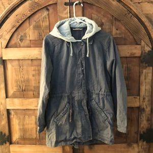 Grey Hollister hooded Jacket (large), warn a handful of times, no stains/holes